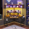 Small Computer Desk with Hutch & LED Lights, Triangle Corner Computer Desk with Keyboard Tray, Storage Bag 6
