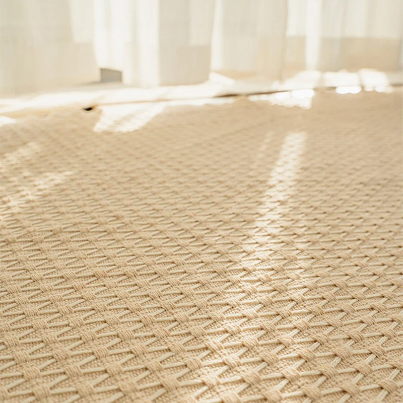 Cotton & Linen Woven Carpet Thin Fabric Can Be Machine Washed. Cotton Bedside Blanket-T02C 4