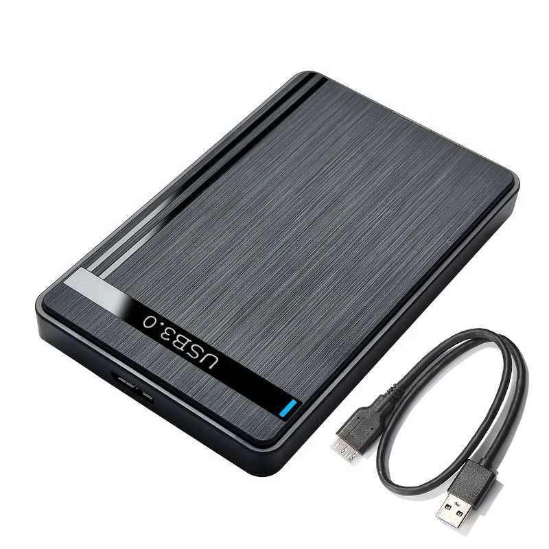 Black ABS USB 3.0 External Hard Drive Case for 2.5 Inch SATA SSD