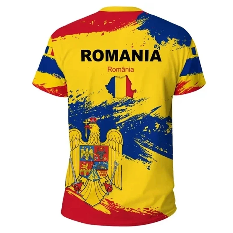 Romania Flag Eagle Totem Graphic T Shirt For Men Football Team Jersey Soccer Club T-shirt Rumania Emblem Tops