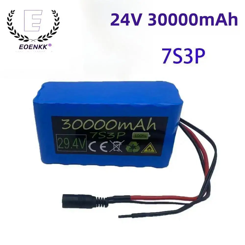 

EOENKK 7s3p 24V 30Ah 18650 lithium battery 29.4v 350W 500W mobile lithium battery pack BMS protection backup battery pack