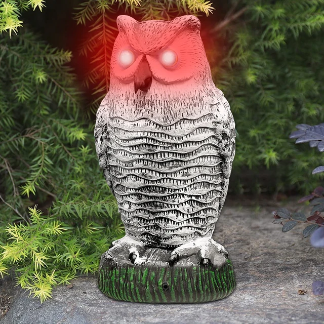 Bagoly Ijesztő Madárvezérlő Eszközök Vízálló Hamis Madárijesztő Villogó Szemmel Hang Élethű Owl Szobor