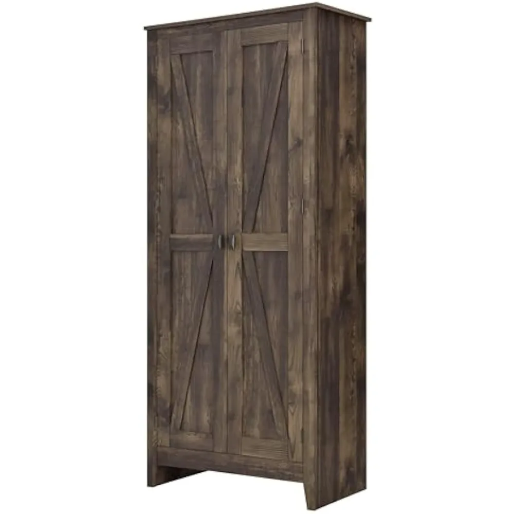 31.5 Wide Clothes Lockers Multifunctional Wardrobe Ivory Pine Clothes Closet for Room Bedroom Furniture Home