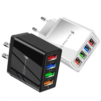 1Pcs 4 Port Fast Quick Charge QC 3.0 USB Hub Wall Charger Power Adapter Plug For Xiaomi Huawei Oppo And So On 1