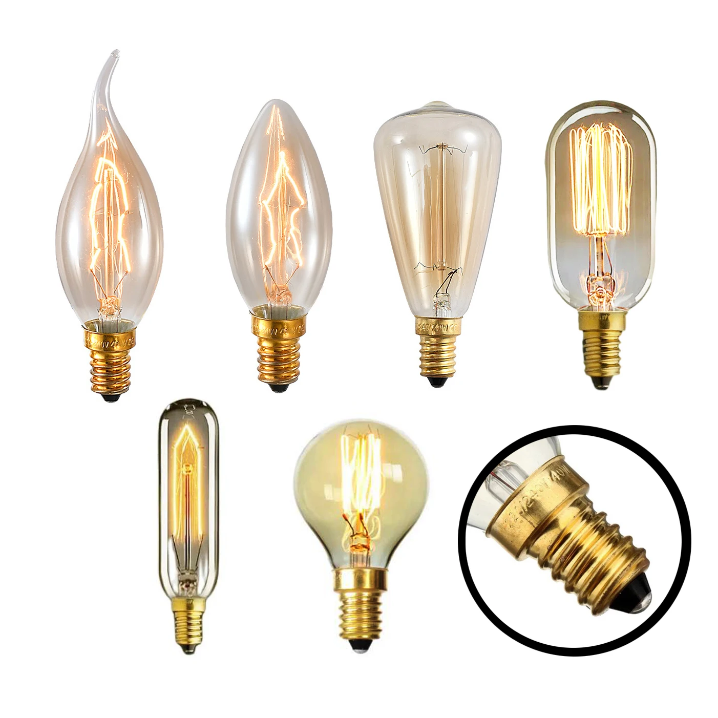 E14 Lampadina Edison Lampada Lampada Retrò Fiala A Incandescenza Vintage 40W 220V Per Lampadina A Filamento Dimmerabile Lampade A Sospensione Lampadin