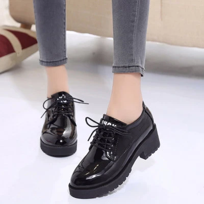 Sapatilhas Oxford Creeper para mulheres, sapatos de plataforma para  senhoras, sola grossa, vestido de renda, novo, outono - AliExpress