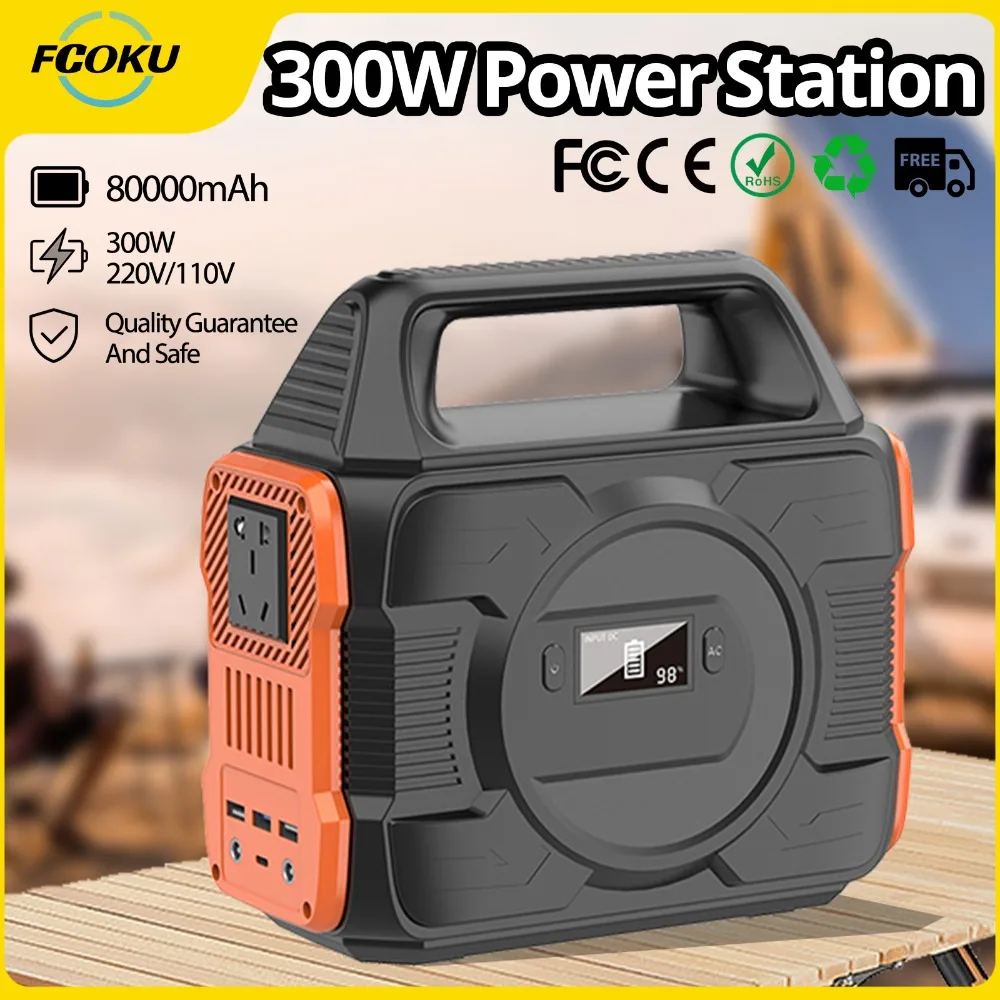 

300W Power Station Portable Solar Generator AC 110V 240V Output 288Wh Emergency Lighting Backup Powerbank For Home Outdoor Camp