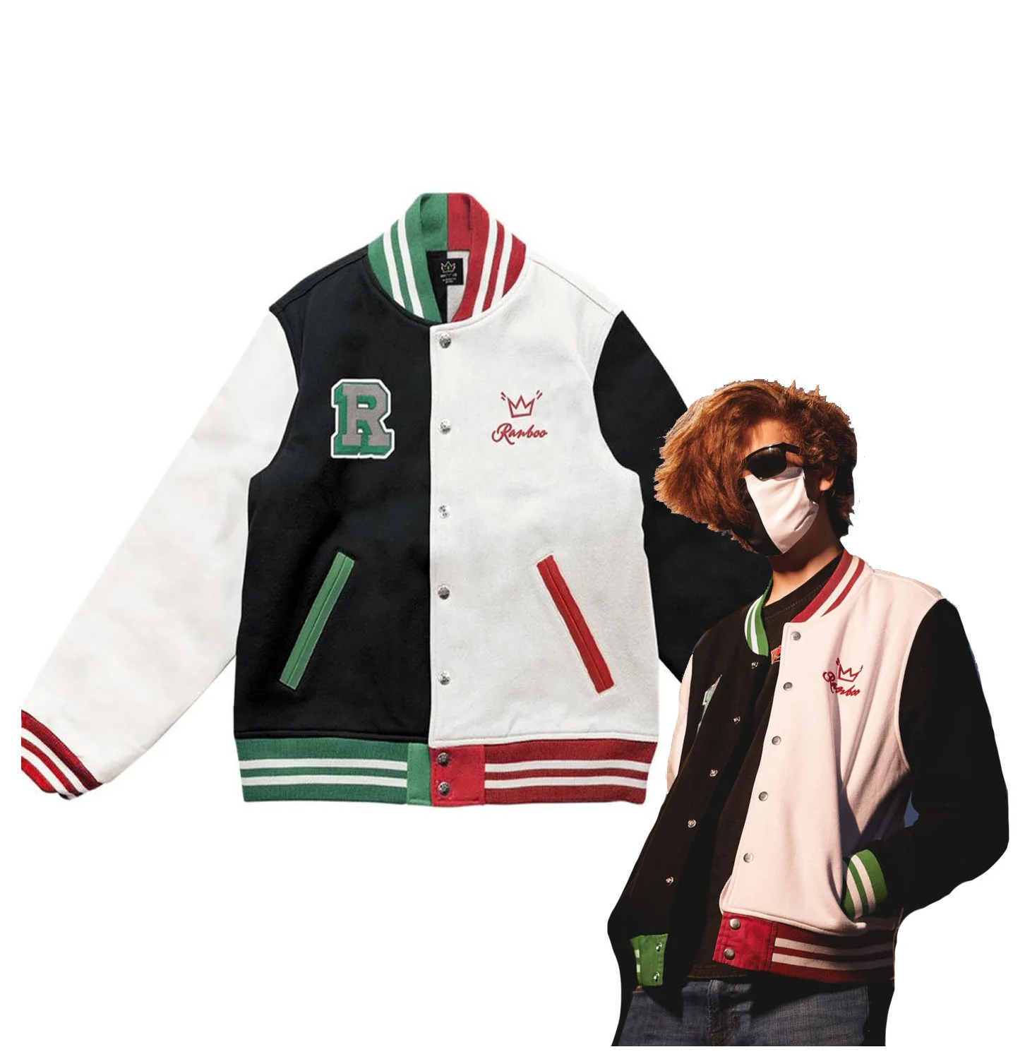 

Ranboo Merch Varsity Jacket Dream Team SMP Men Baseball Streetwear Crew Neck Baseball Uniform Jacket Trendy Patchwork