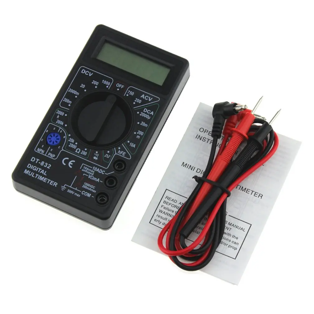 

DT-832 Mini Pocket Digital Multimeter 1999 Counts Volt Amp Ohm Diode hFE Continuity Tester Ammeter Voltmeter Ohmmeter