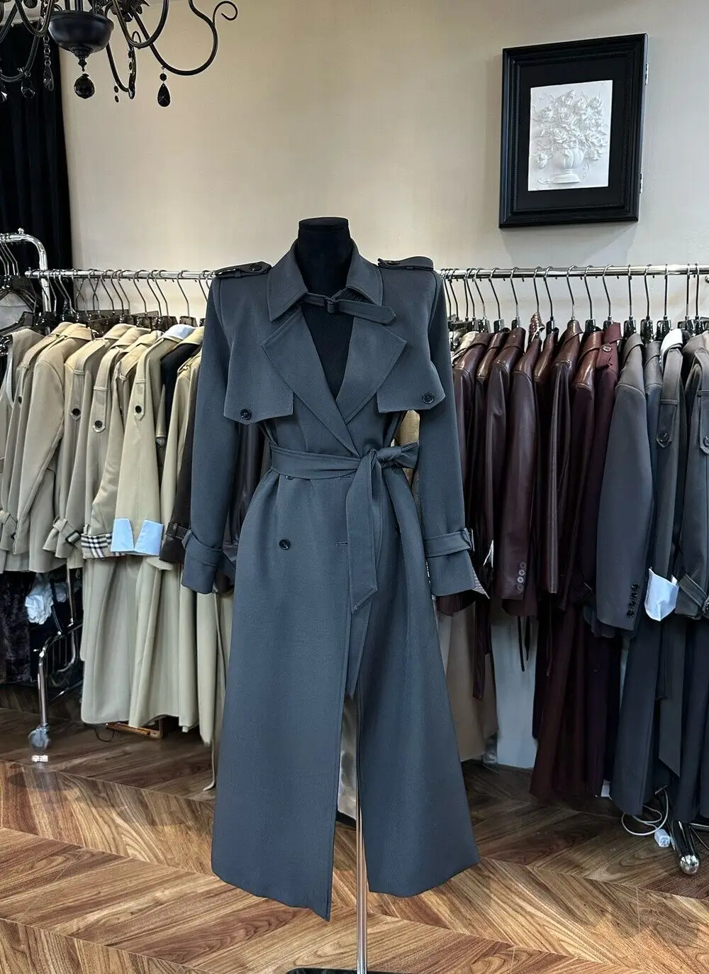 BJTZ Luxury 2025 خريف المرأة معطف طويل خندق مربوط...