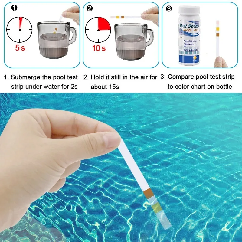 3-In-1 Chlorine PH Test Strips SPA Swimming Pool Water Tester water tester water tester strips ph test paper pool test strips