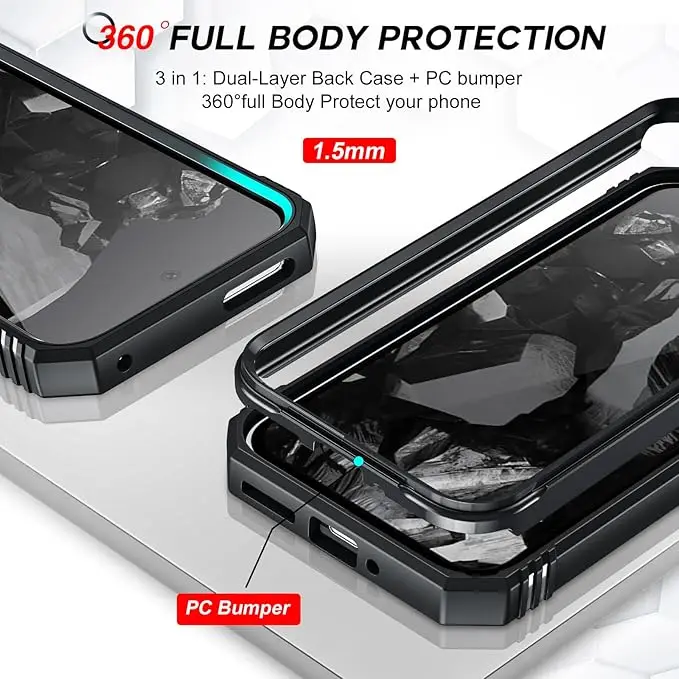 Rugged Military-Grade Shockproof Phone Case with Kickstand and Slide Camera Cover