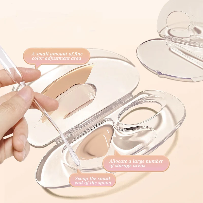 2pcs Makeup Mixing Palette Kit Acrylic Makup Mixing Tray Spatula Foldable Liquid Foundation Color Tray Cosmetic Tool
