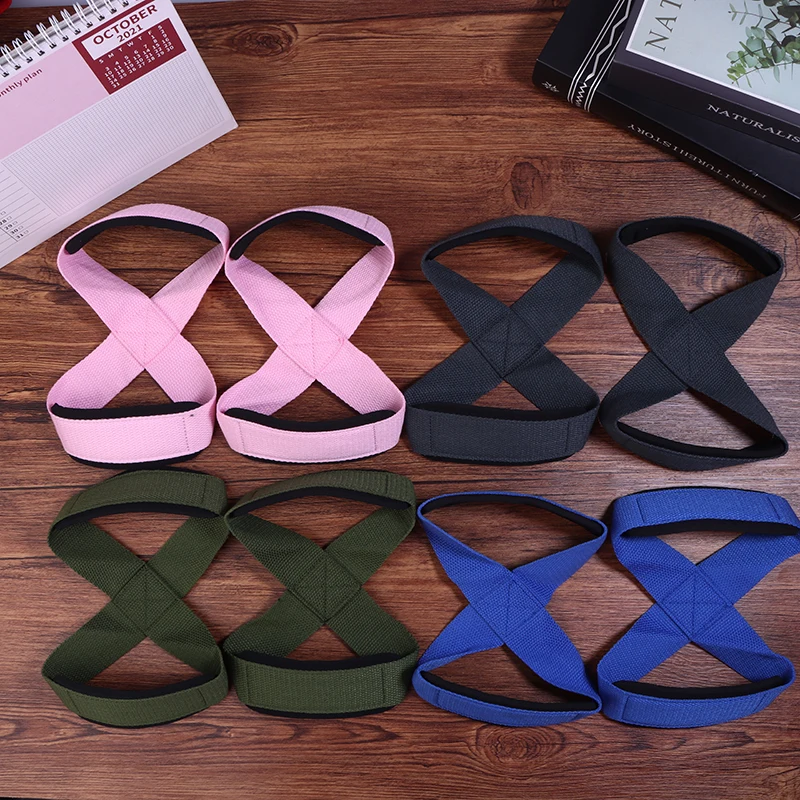 2개입 패딩 처리된 8자형 스트랩 데드리프트 웨이트 리프팅 손목 스트랩 미끄럼..