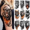 1 Sheet Waterproof Tiger Wolf Lion Temporary Tattoos For Men Women Adults Temp Tattoo Sleeve Fake Animals Monster Tatoo Sticker