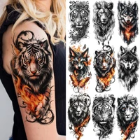 1 Sheet Waterproof Tiger Wolf Lion Temporary Tattoos For Men Women Adults Temp Tattoo Sleeve Fake Animals Monster Tatoo Sticker