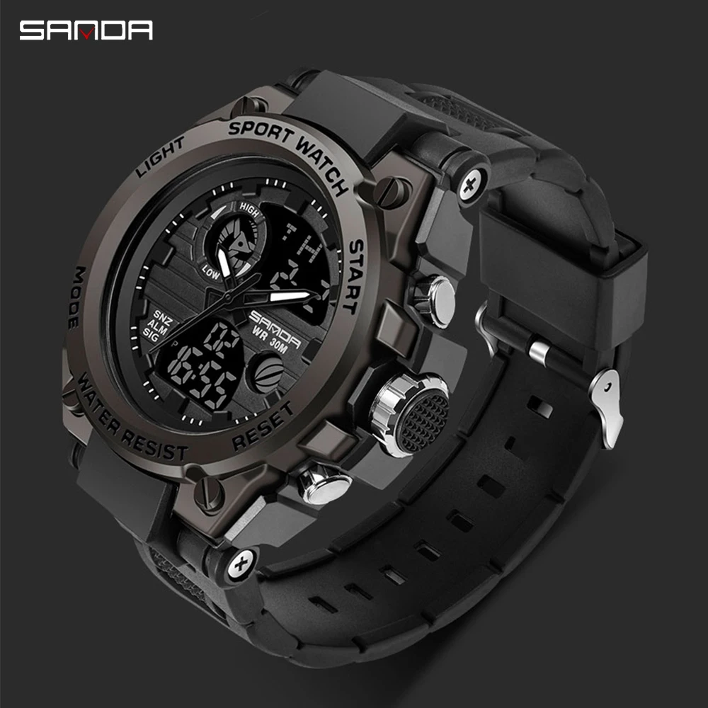

SANDA 739 G Style Men Digital Watch Military Sports Watches Dual Display 50M Waterproof Electronic Wristwatch Relogio Masculino