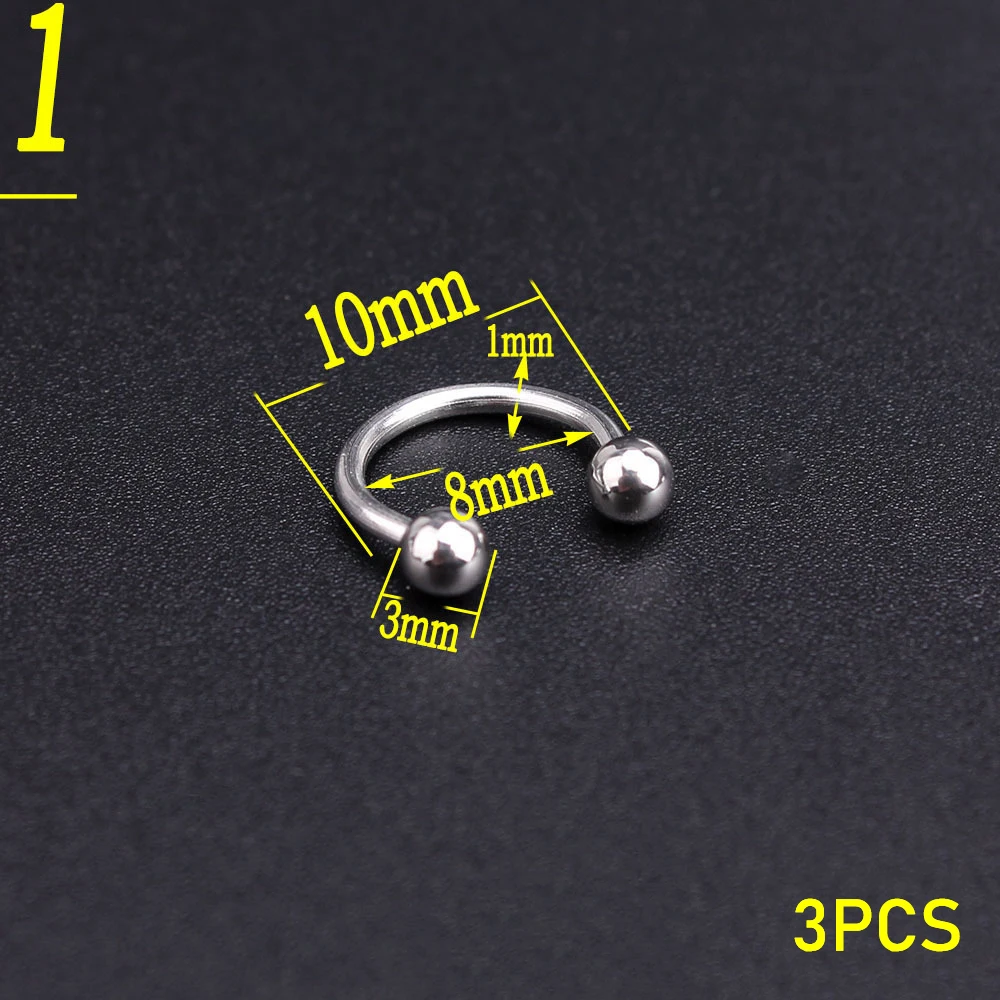 10pcs/lot Metal Curve Nail Charms Piercing Design Ring Jewelry Hand Drill Punk Style Nails Art Decoration 6
