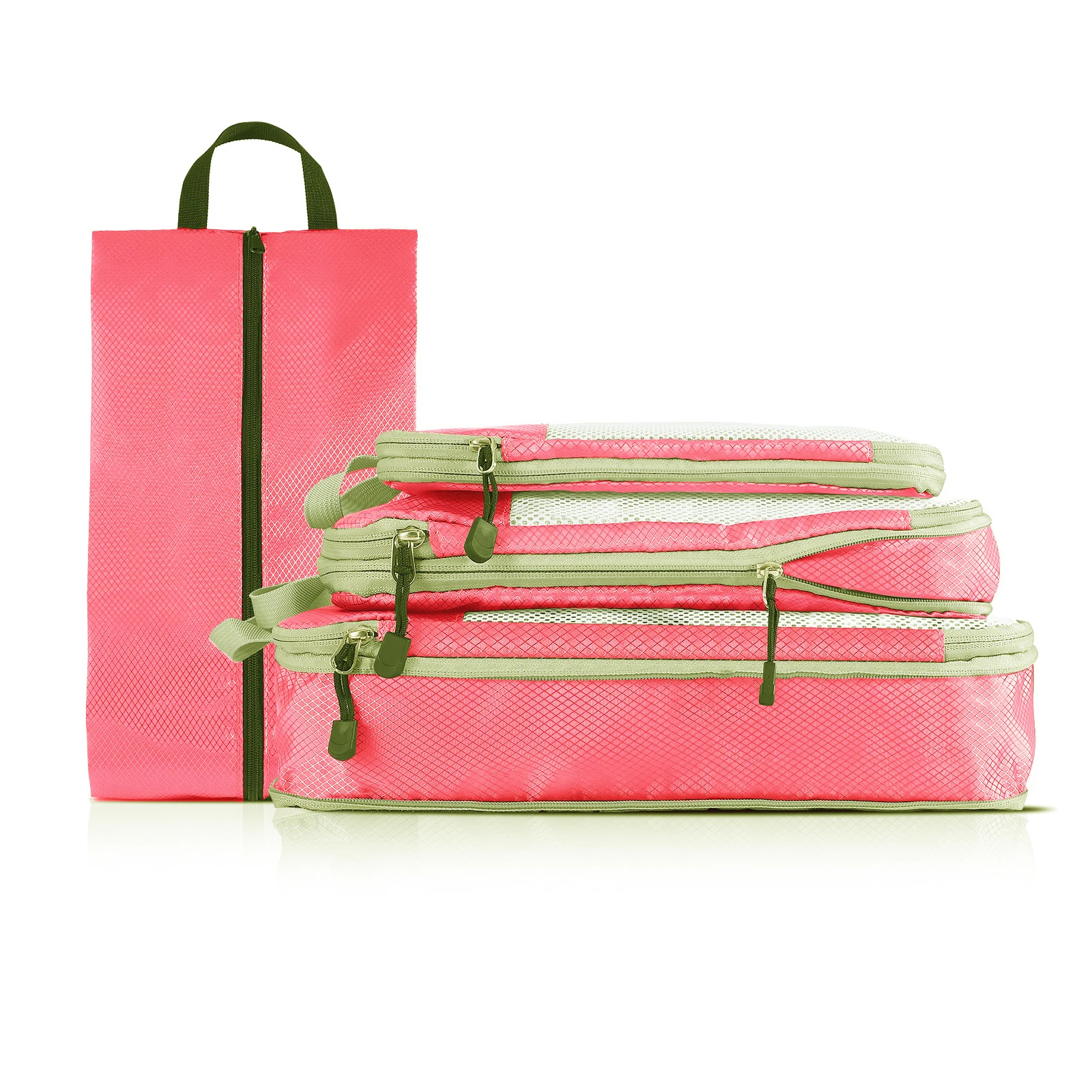 4pcs Set Compression Packing Cubes Shoes Bags Travel Portable Luggage Organizer Storage Bags  Lightweigh Foldable Handbag Pouch