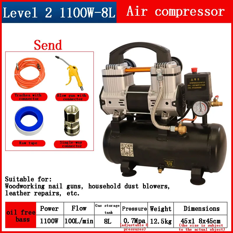 1100W Oil-Free Vacuum Pump – 7 CFM, 116 PSI Diaphragm Air Compressor For Industrial Use