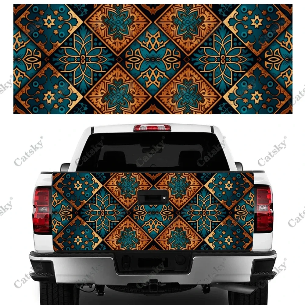 

Abstract Paisley Batik Patterns Truck Tailgate Wrap Professional Grade Material Universal Fit for Full Size Trucks Weatherproof