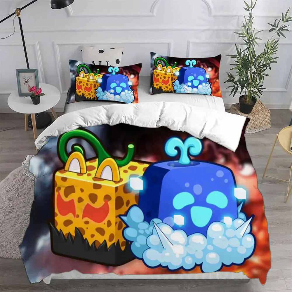 Blox Fruits Bedding Sets Bed Cover Comforter Duvet Cover Pillow Case 2-3 Pieces Sets Single Double Large Size Bedroom Decor