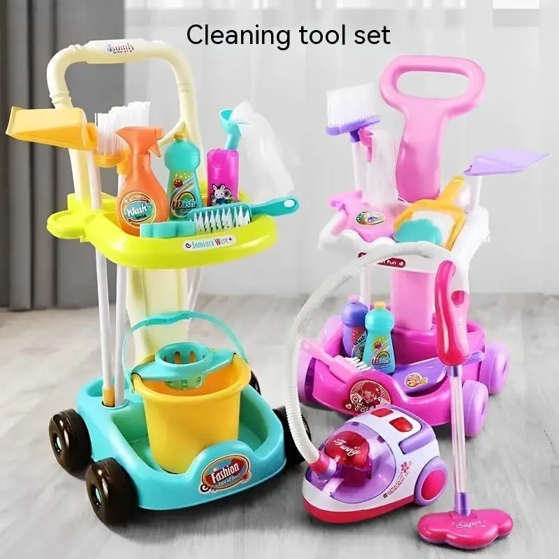 New Product Children's Simulation Sweeping Toy Cleaning Kit Tool Trolley  Simulation Play House Cleaning Toy Gift Girl Boy Toy - AliExpress