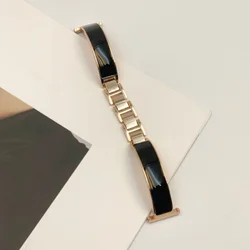 Elegant Metal Strap Bracelet - 44mm 45mm 46mm 49mm (Rose Gold Black)