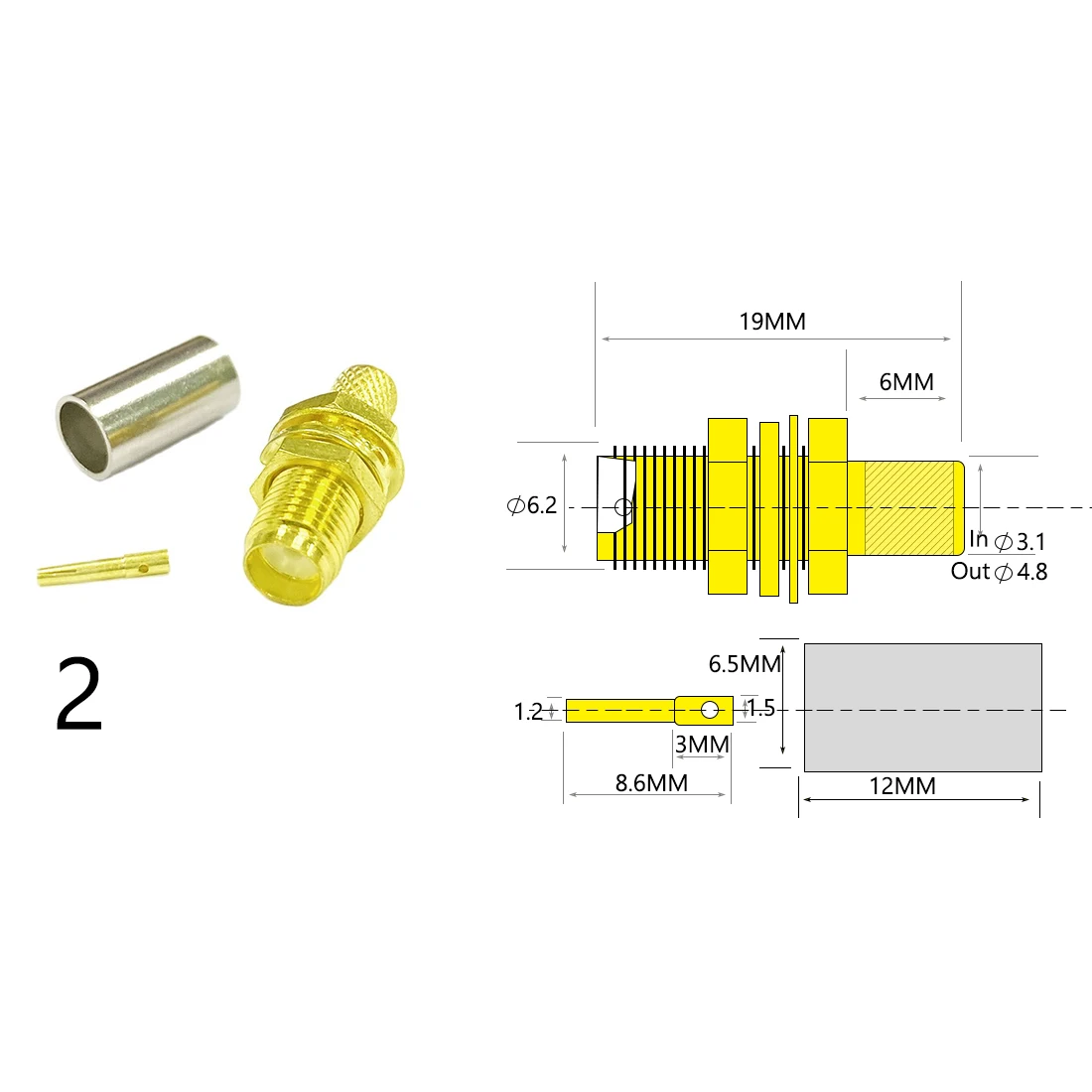 Рисунок 3 - SMA штекер/гнездо Разъем RF коаксиальный