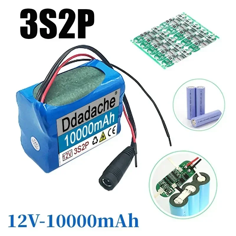 

3S2p 12V 18650 Lithium-ion 10Ah Rechargeable Battery with Bms Lithium Battery Protection Board Customized Plug+12.6Vcharger