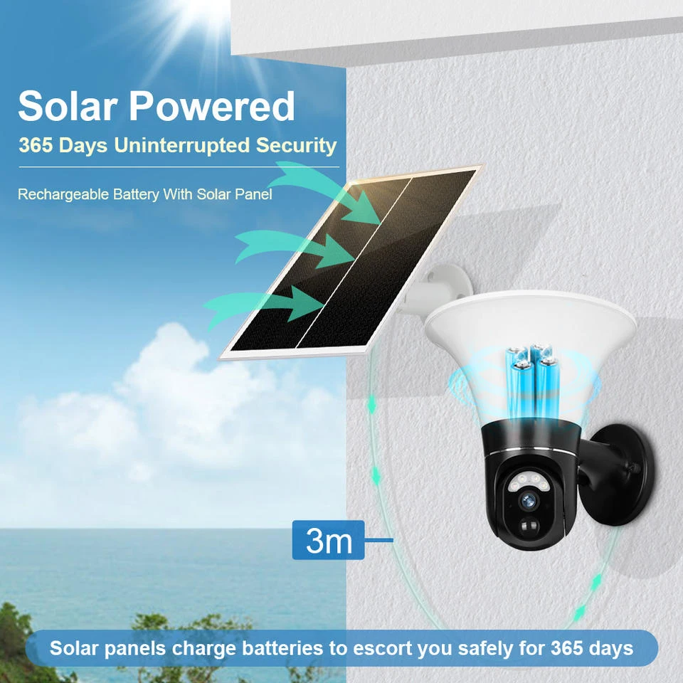 

3MP 4G Solar Security Camera Outdoor WiFi PTZ Two-way Audio Human Detection CCTV Camera Waterproof Solar Garden Light