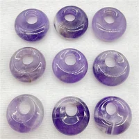 Natural Gem Stone Quartz Crystal Amethyst Lazuli 18mm Beads Donut Pendant Charm For Diy Jewelry Making Necklace Accessories 20pc 1