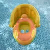 Inflatable Baby Swim Ring Seat Floating Sun Shade Toddler Swim Circle Outdoor Swimming Pool Bathtub Beach Party Summer Water Toy 3
