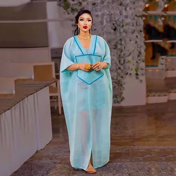 Alternative view of Bisiola embroidered deep V-neck dashiki dress