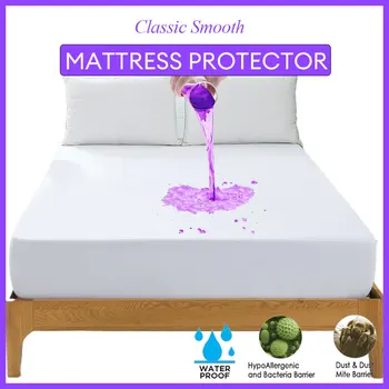 Drap-housse de protection de matelas lisse, housse de matelas anti-acariens et lavable 1
