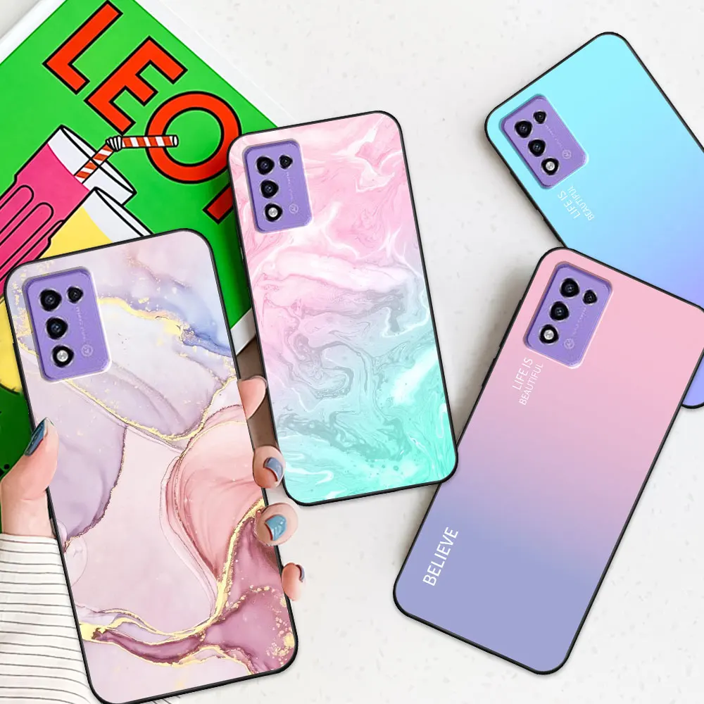 Floral Marble TPU Soft Silicone Phone Case - Protective Bumper Cover