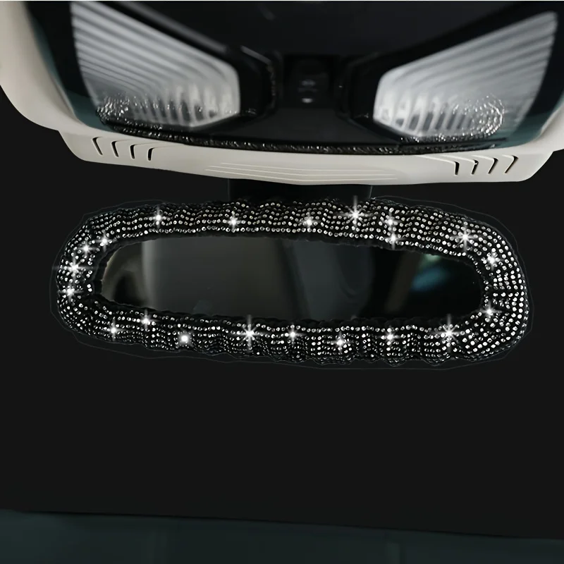 Rearview mirror cover Elegant Plush Bling Mirror Cover for Women-Universal Durable Auto Decor