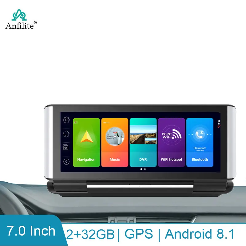 

7'' Android8.1 GPS navigation ADAS 4G Dash cam for Car camera Video Recorder Dual Len rearview mirror 24H Park Car DVR Black Box