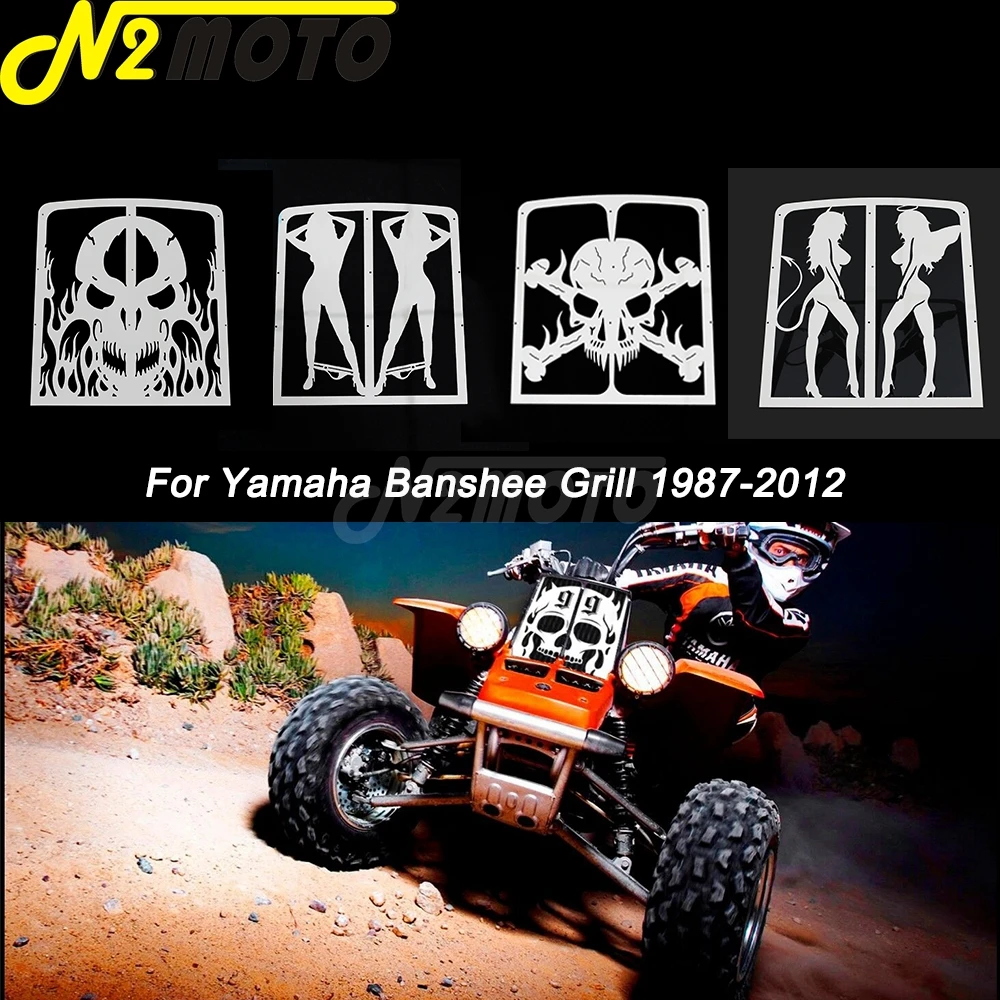 Atv Utv Skull Chrome Radiator Guard Per Yamaha Banshee 350 1987-2012 Radiatore In Acciaio Inox Grill Water Cooler Cover Protector