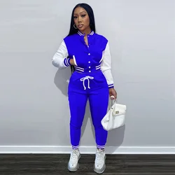 2024 Women's Stitching Jacket Single-breasted Baseball Sports Two-piece Suit
