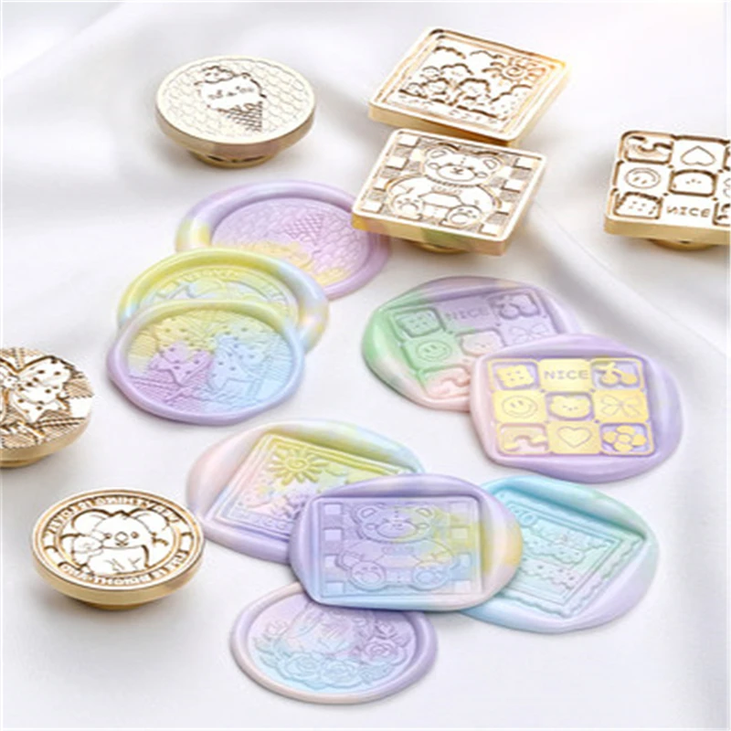 

Cute Rabbit Milk Cat Ice Cream Bear Wax Stamp Seal DIY Cake Cookies Koala Stamps Seals Wedding Postage Envelope Card Decor Craft