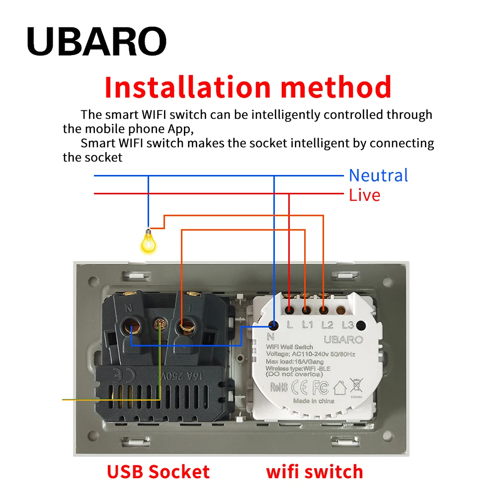 ubaro padrao da ue interruptor de toque 05