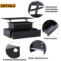 Table basse moderne à LED avec finition brillante et 4 tiroirs de rangement, table centrale pour salon, table d'appoint robuste, capacité de charge de 30 kg 5