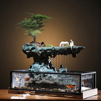 Desktop Fountain With Fish Tank Bedroom Decoration 2