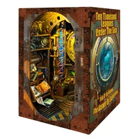 NEW DIY Book Nook Shelf Insert Kits Deep Sea Exploration Bookshelf Wooden Miniature Model Kit Handmade Bookend for Friends Gifts 1