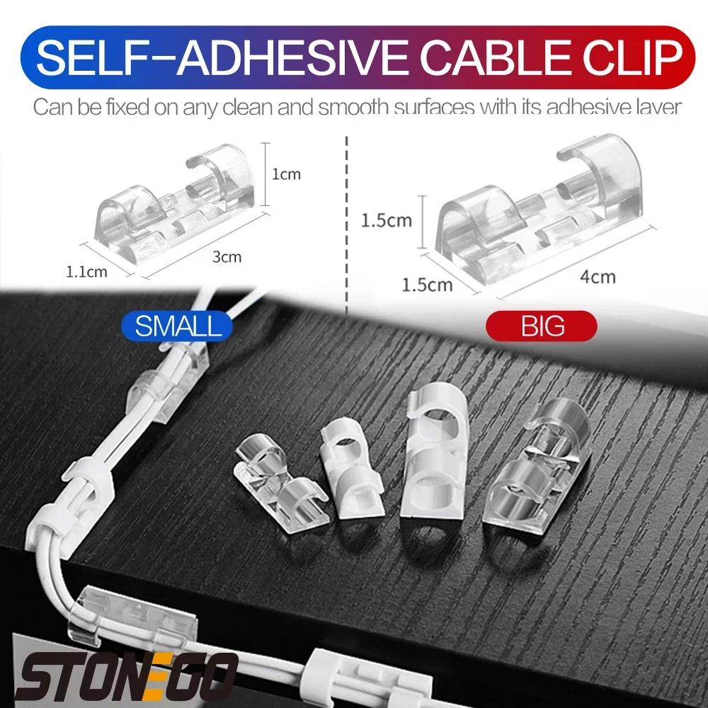 STONEGO Cable Clips with Strong Self-Adhesive Pads, No Tools Required Organize Management Clips Stonego Gadget for Network Line