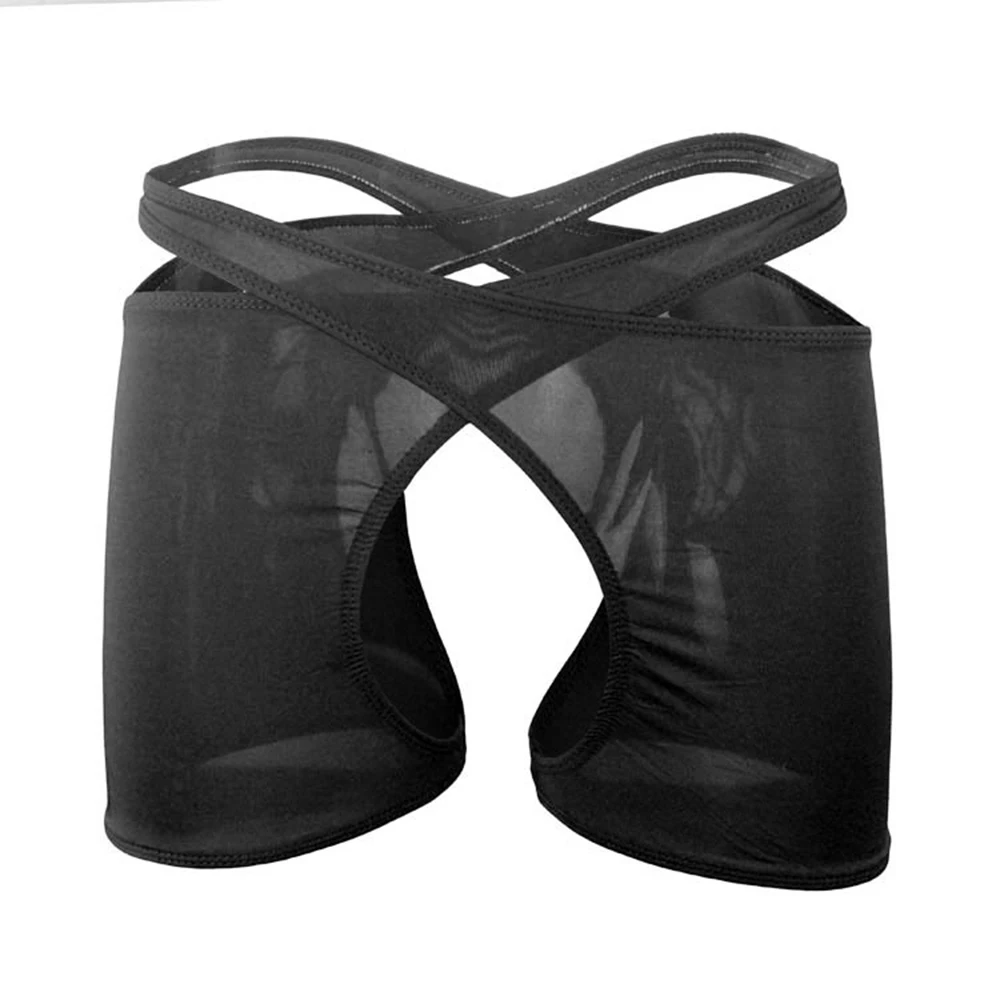 

Open Crotch Underwear Hollow Out Eortic Panties Gay Man Sexy Cut Out Underpants Cross Bandage Low Rise Boxer Shorts