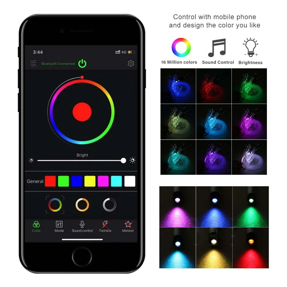 6W DC12V Fiber Optic Star Ceiling Lights Kit RGBW Car Roof Star Lights APP Music Control Led Car Starry Sky Ceiling Lamp fiber optic lamp fiber optic ceiling kit