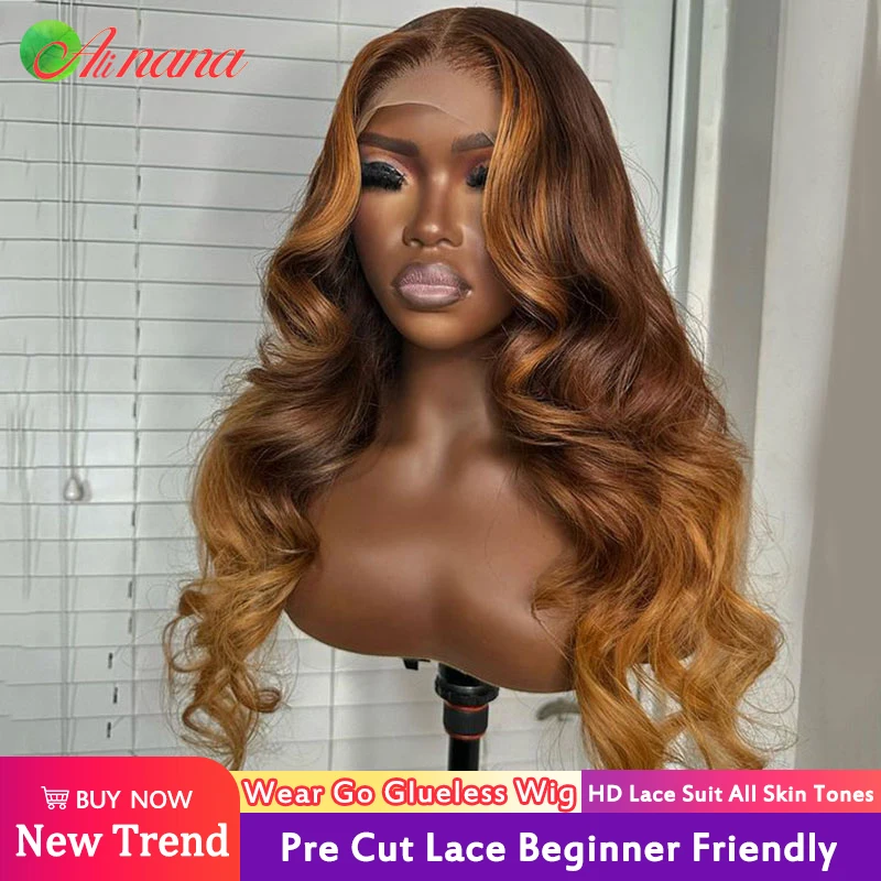

Ombre Ginger Brown Blonde Colored Body Wave 4x6 HD Glueless Wig Human Hair Ready To Wear Go 13x4 Lace Frontal Human Hair Wigs