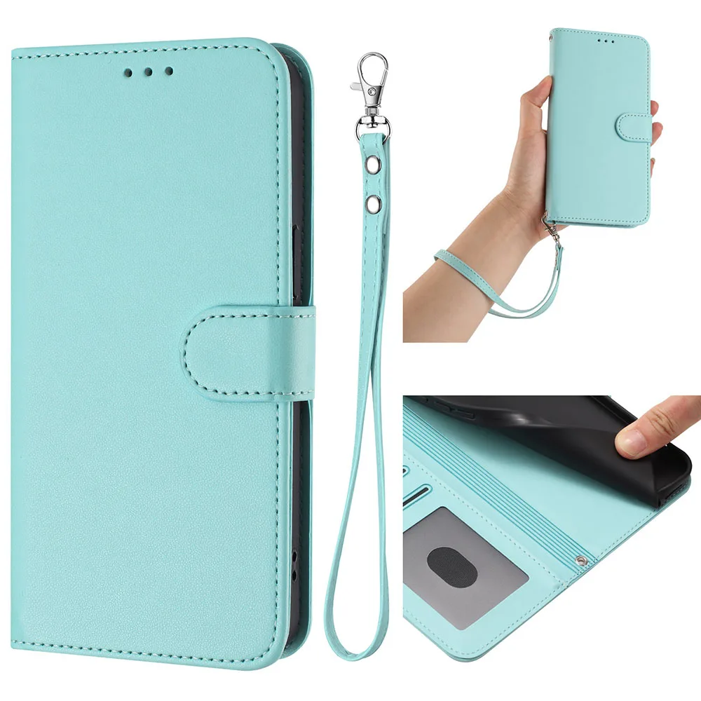 Solid Color Leather Flip Wallet Phone Case